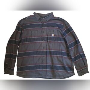 Carhartt Men’s 2XL Rugged Flex Hamilton Fleece Shirt Relaxed Fit Shadow Stripe